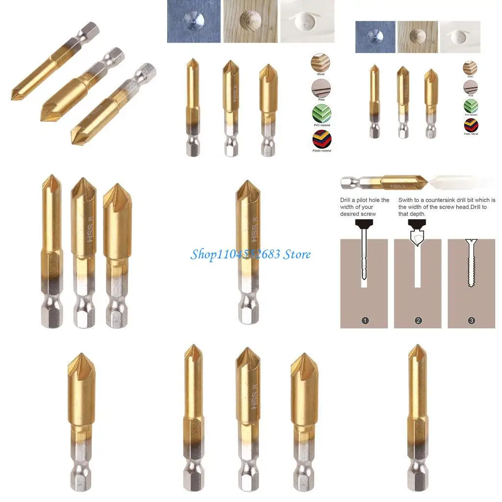 

Y6GD Набор промышленных сверл с зенковкой из быстрорежущей стали, быстросменные сверла с шестигранным хвостовиком 1/4 дюйма, 3