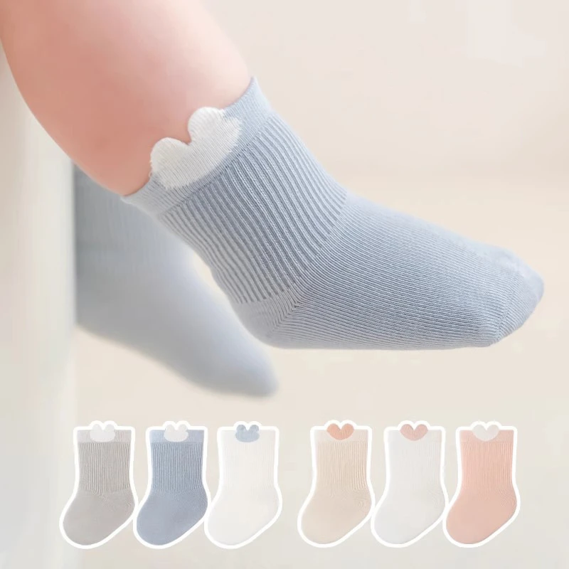 

3 Pairs Baby Socks Low Cut Stretch Ankle Socks Cute Love/Bear Infant Socks for Newborn Toddler Boys Girls Baby