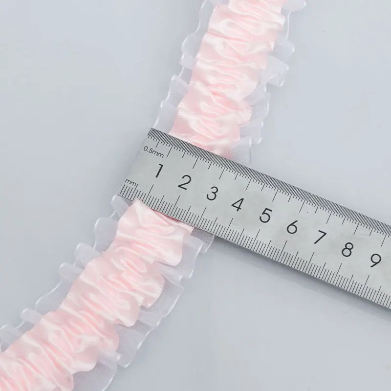 20 Yards Polyesterband, 38 mm Breite, für DIY-Bastelarbeiten, Kleidung, dekorative Spitzenbänder, Bekleidungszubehör, elastisches Rüschenband – Detail 3