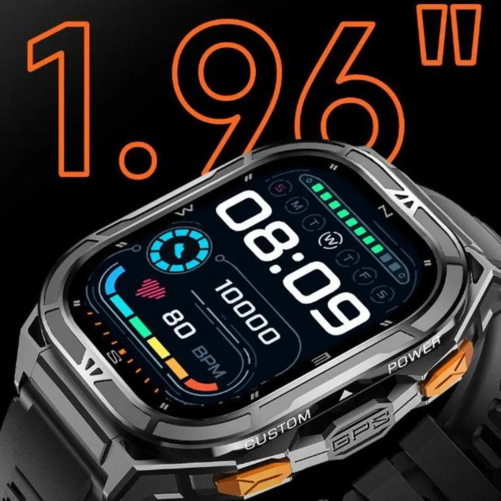 X5 S0S Smart Uhren GPS Sport Kompass Blue Tooth Anruf 3ATM Wasserdicht Gesundheit Monitor Smartwatch Männer 530 mAh 1,96 AMOLED Bildschirm