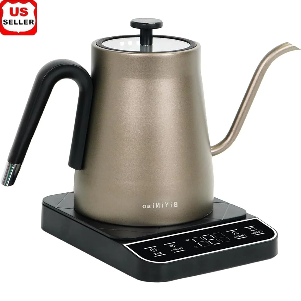 

Electric Gooseneck Kettle Temperature Control ±1℉ Fast Heating Smart Base Auto Shut-Off Coffee Tea Formula Boiling Water