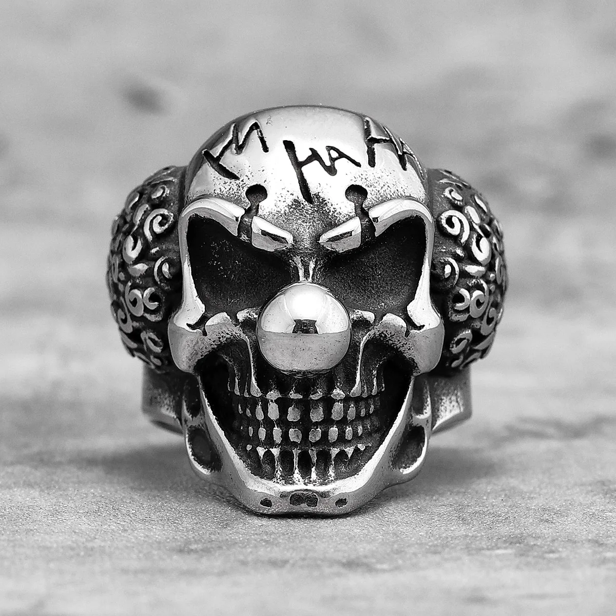 Joker Skull Punk Gothic Stainless Steel Mens Clown Rings Trendy Unique Stylish for Male Biker Jewelry Creativity Gift Wholesale