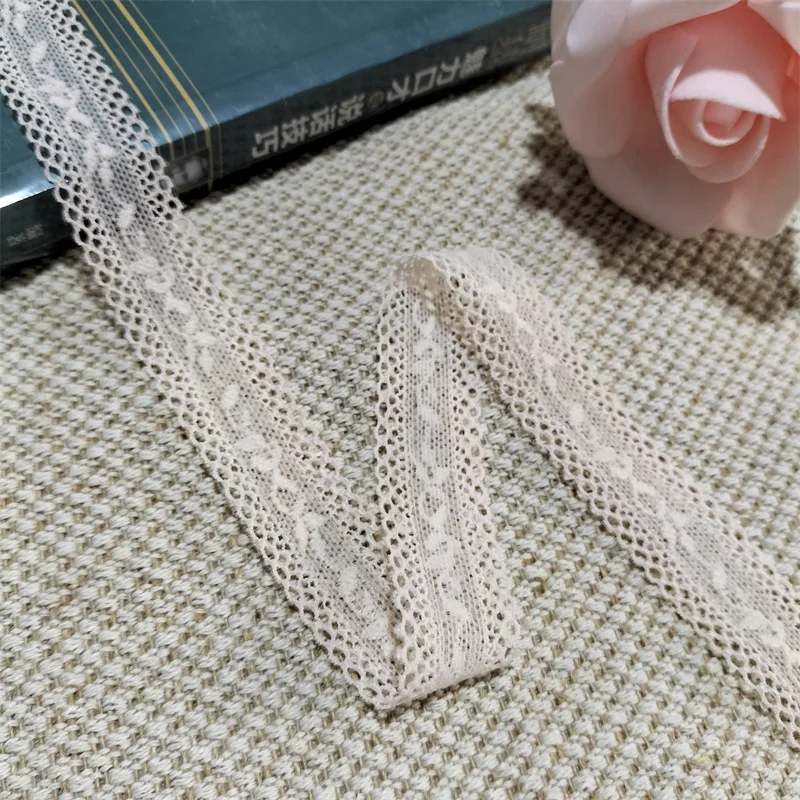 S1236 milk white elastic and soft lace trim which can be used for accessories and clothing