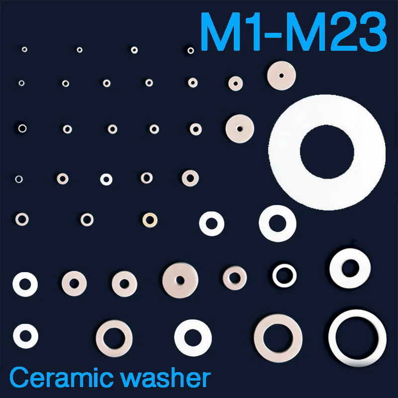 

M1 M2 M3 M4 M5 M6 M8 M10 M16 M23 Alumina Ceramic Washer Spacer High Temperature Resistant Gasket Ring Insulating Ceramic Oring