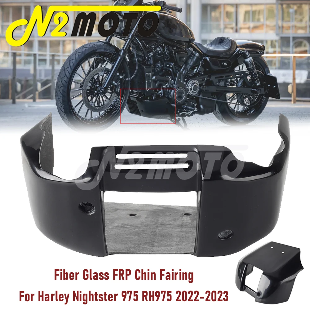 

Motorcycle Lower Air Dam Cover Front Bottom Spoiler Fiber Glass FRP Chin Fairing For Harley Nightster 975 RH975 2022-2023 Black