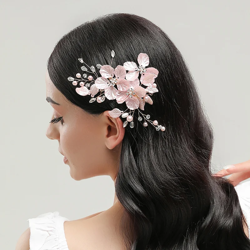 15x7cm Kristall Perle Blume Haarspange Kostbare Juwelen Haarnadel Elegante Kopfbedeckung Hochzeit Haarspangen Für Braut Styling Zubehör
