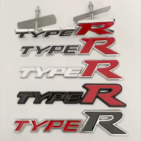 3D Metal Type R Logo Badge Car Front Grill Emblem For Honda Accord Civic FK2 FN2 EP3 Type S Type R Sticker Accessories