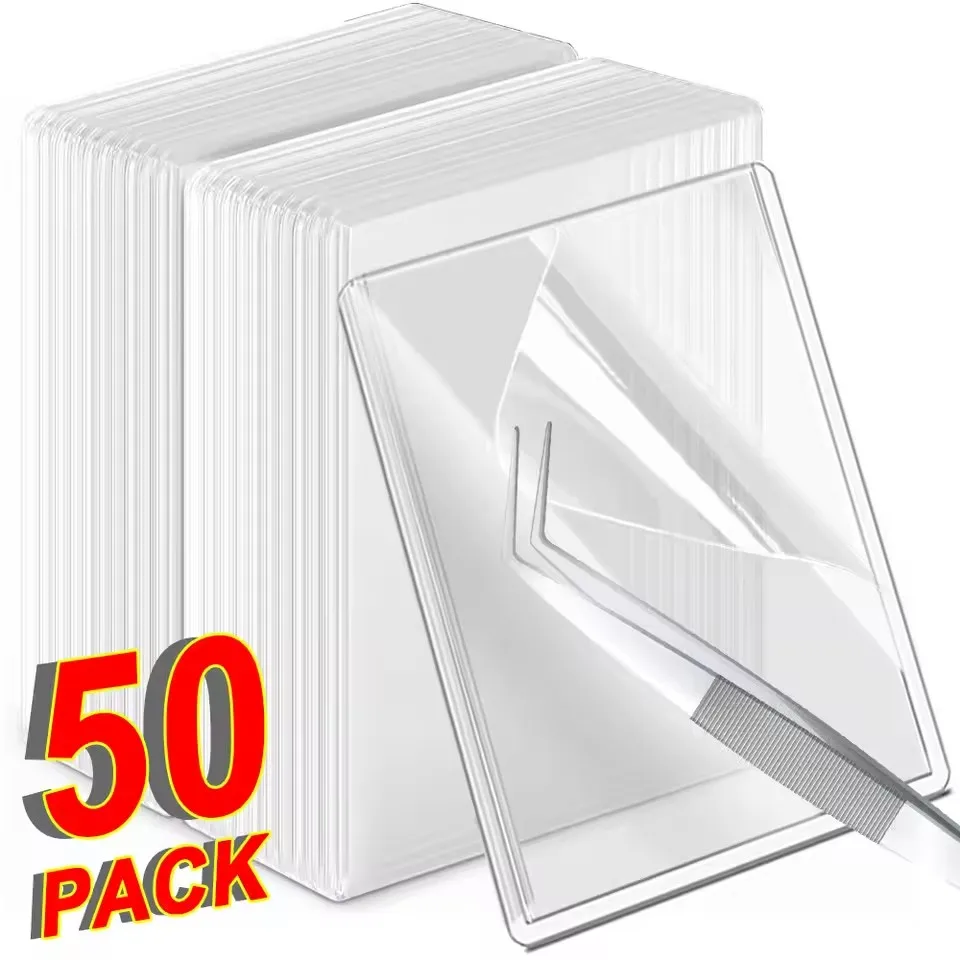 1-50PCS Transparent Korean Kpop Card Sleeve with Protective Film Clear Card Holder Idol Photo Game Card Covers 35PT