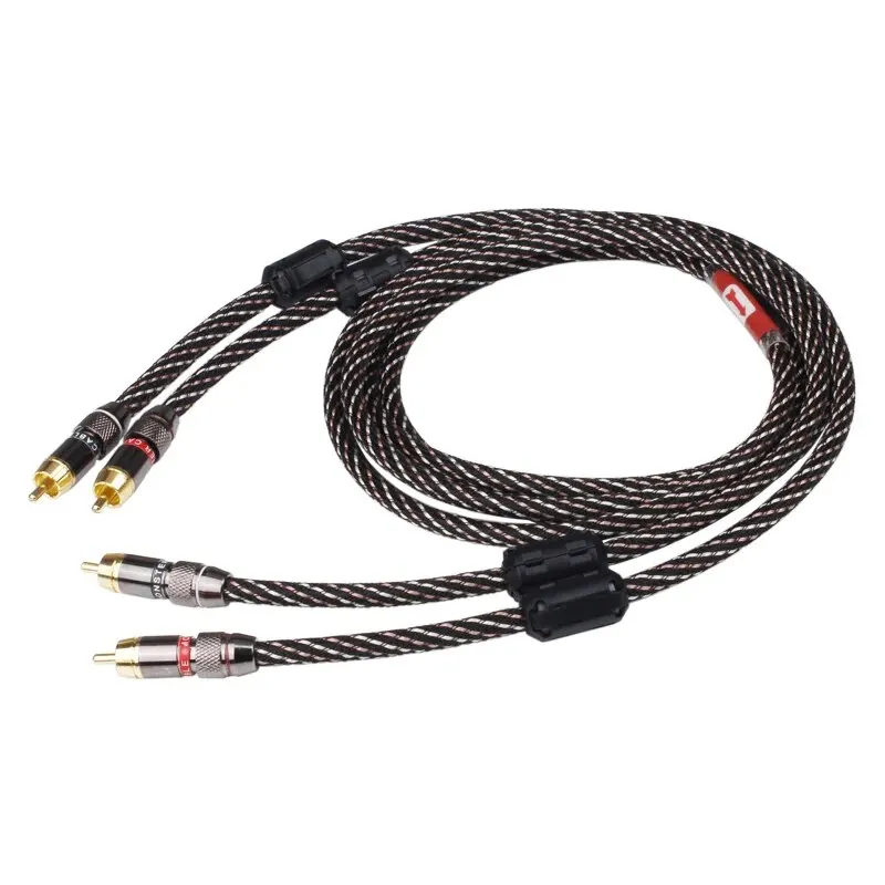 YYTCG HIFI Stereo RCA Audio Kabel 6N OFC Male naar Male 2RCA naar 2RCA Audio Kabel met Vergulde Connector Plug voor CD Versterker