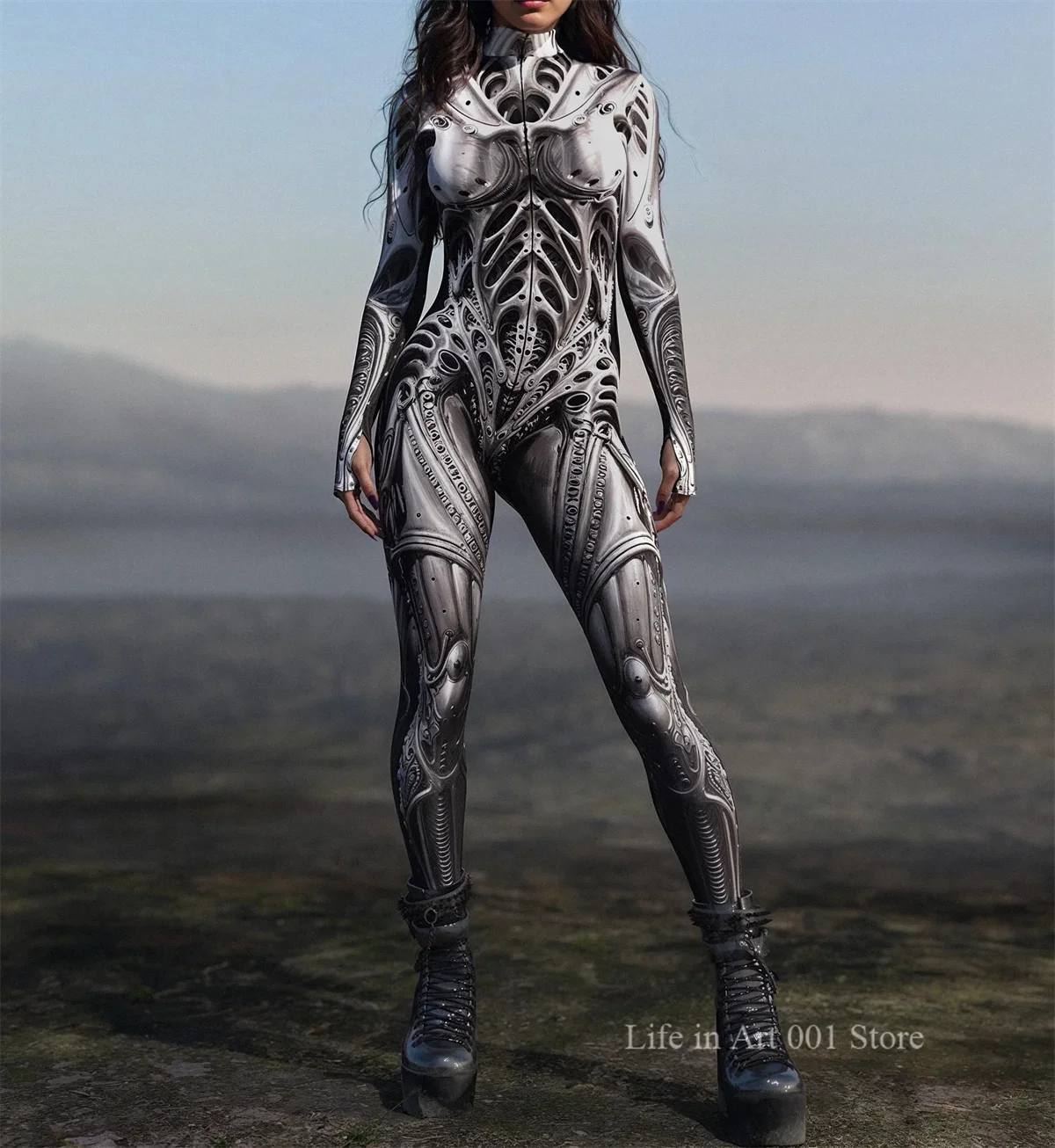 

Women Cool Soul Eater CyberPunk Armour Bodysuit Costume Halloween Party Cosplay Tights Rave Jumpsuit Rompers Perfermence Zentai