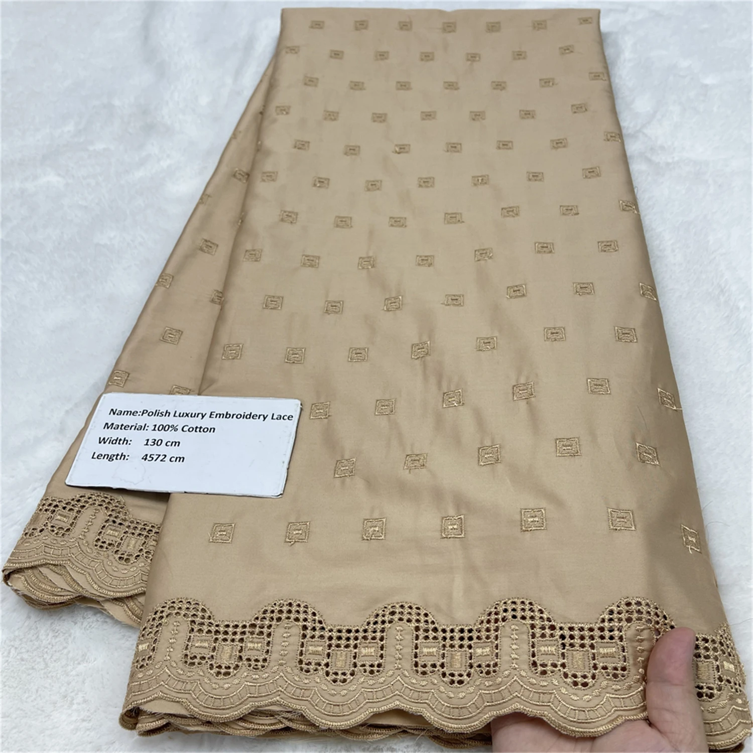 

Popular Polished Cotton Lace For Men & Women African Embroidered Fabric Fashion Swiss Voile Garment Cloth Made From 100% Cotton