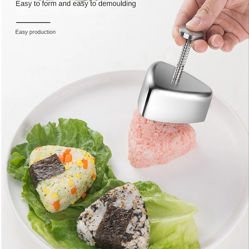 1 Pieces Onigiri Mold Stainless Steel Rice Ball Mold Sushi Maker Classic Triangle Musubi Mold For Kids Lunch Bento And Home DIY