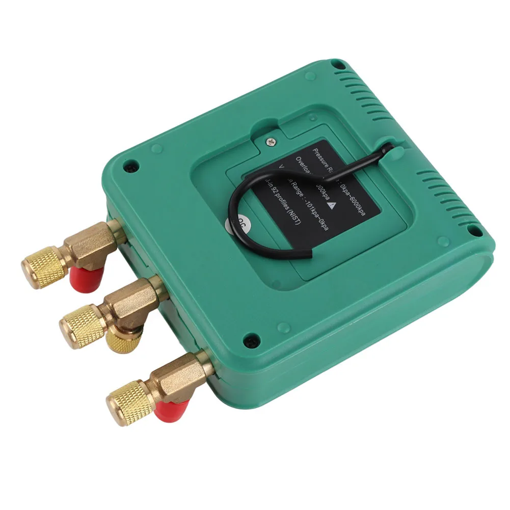 Refrigeration Manifold Auto Ac Gauge Green Metal Interface Design 32-bit Processing Chip Dual Pressure Display