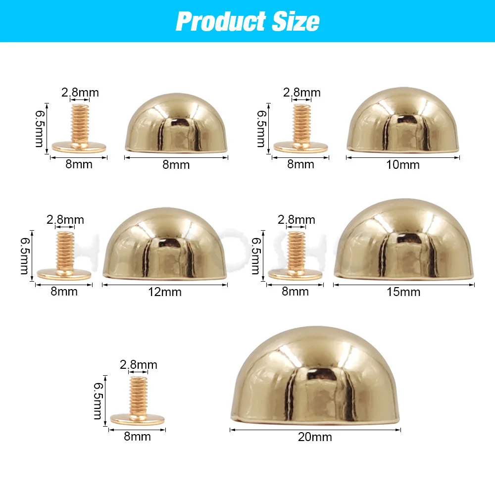 10 zestawów 8/10/12/15/20mm metalowa kopuła nity wkręt ćwieki punkowe miejsca odzież skórzana rzemiosło do paska portfel elementy dekoracyjne