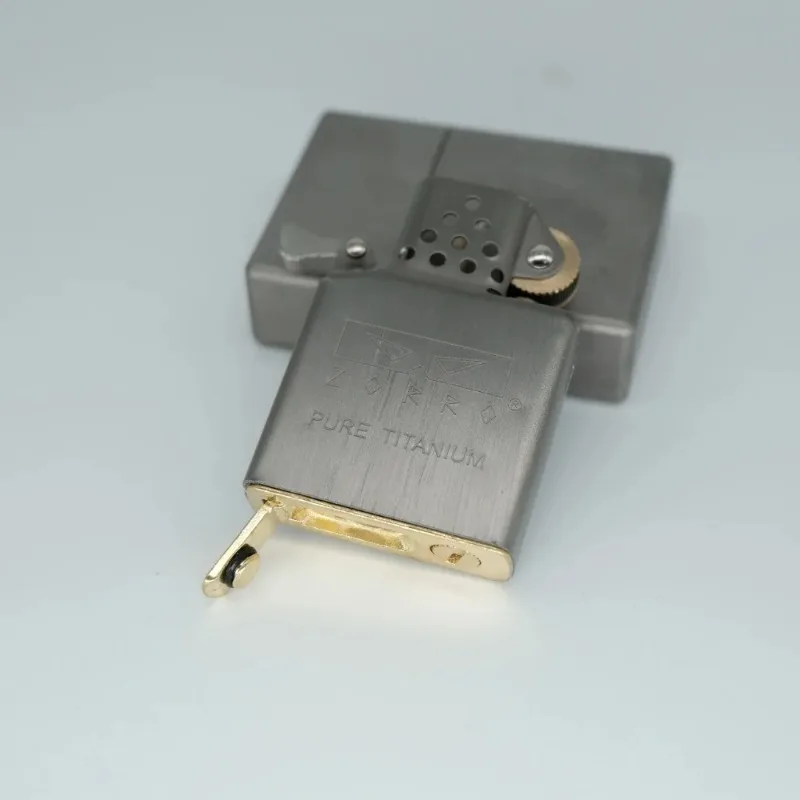 

Titanium shell Lighter with ZORRO Titanium Insert Vintage liquid fuel petrol lighter Cigarette accessories Cool outdoor EDC