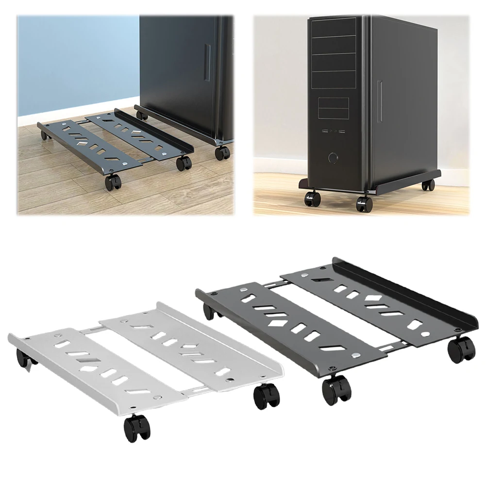 

Heavy-Duty PC Tower Stand with Caster Wheels Adjustable PC Tower CPU Holder Steel PC Floor Cart PC Riser Office Desk Accessories