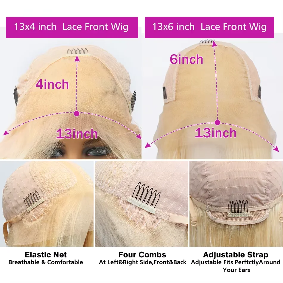 Echthaar, tief gewellt, 13 x 4 Spitze-Frontal-Perücke, 13 x 6, 30 Zoll, 200 Dichte, lockig, 613 honigblond, Spitzenfront, brasilianisch, für schwarze Frauen