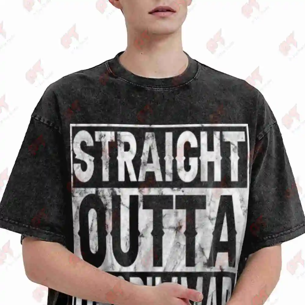 Straight Outta Orgrimmar Horde Gamer Vintage Washed Tee Pure Cotton T-Shirt