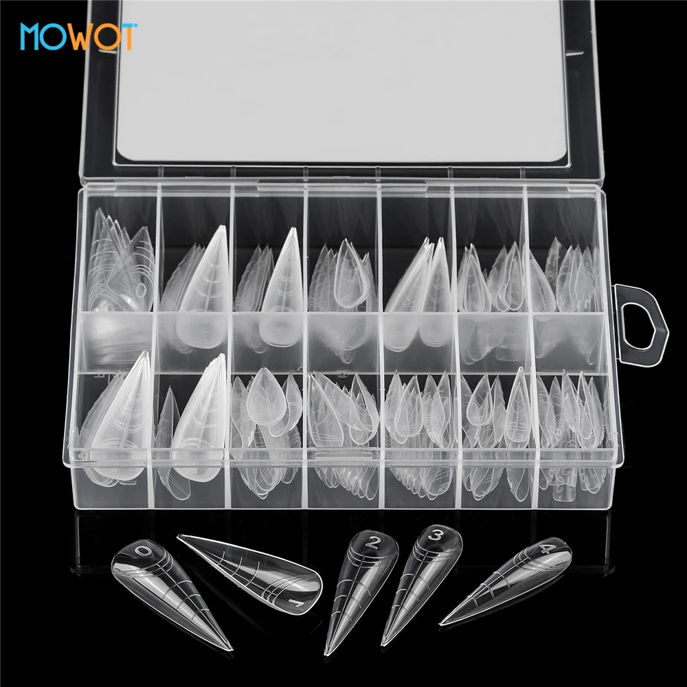MOWOT 140 قطعة مسمار أشكال مزدوجة خنجر تمديد بولي جيل للأظافر قالب غطاء كامل أظافر أكريليك نصائح قابلة لإعادة الاستخدام أشكال علوية للتقليم #5