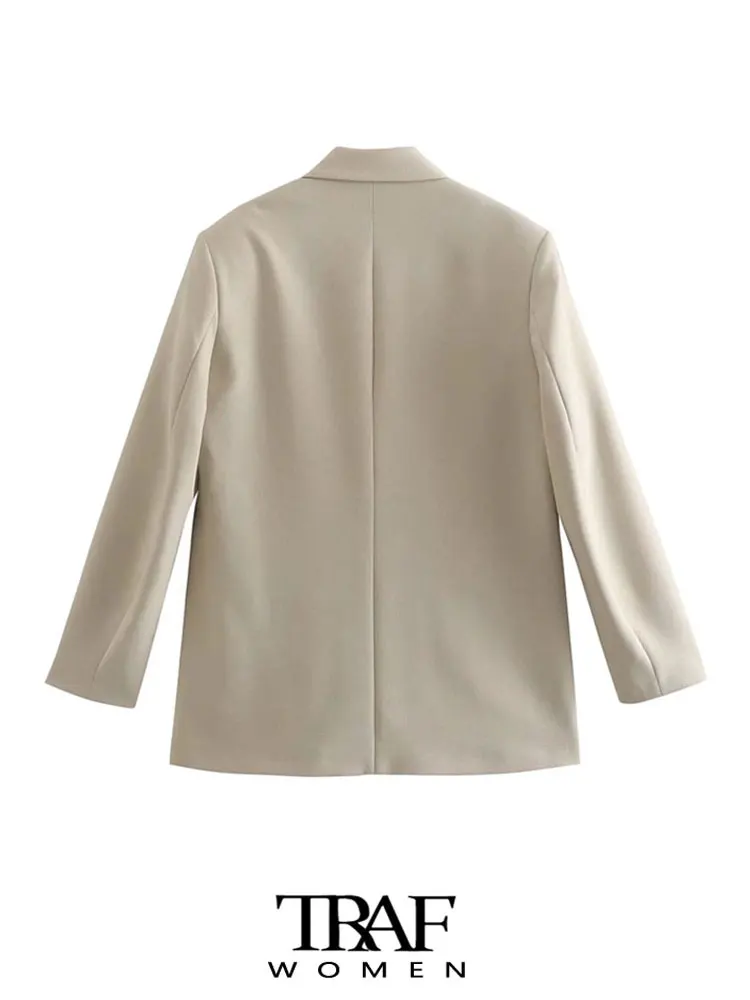 Traf-Veste à Double Boutonnage pour Femme, Manteau Ajusté, Vintage, Manches sulf, Poches, OupillChic, Mode