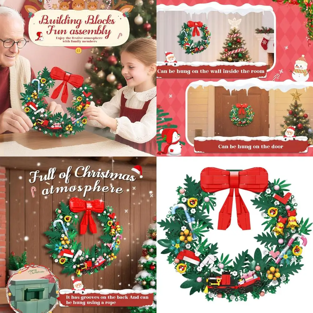 

Комплект праздничных рождественских венков с красным бантом, колокольчиками, чулками, шапками Санта-Клауса и тростями-конфетками — праздничный декор для детей 6+ (653 шт.)