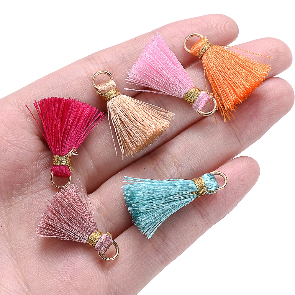 iYOE 30pcs 2cm Multicolor Cotton Tassels Sewing Curtain Trim Fringe Accessories Mini Tassel For DIY Keychain Earring