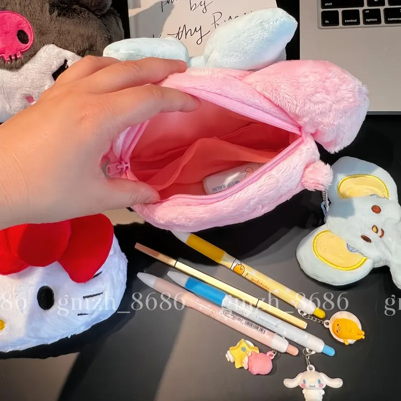 Japanese Sanrio Hello Kitty Kuromi My Melody plush storage bag makeup bag 2-piece set pencil case coin purse