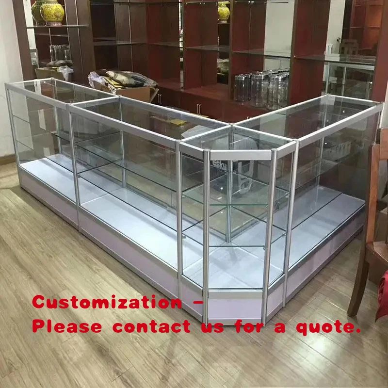 custom.Cheap Full Smoke Shop Display Showcase LED Shop Display with Adjustable Glass Shelves