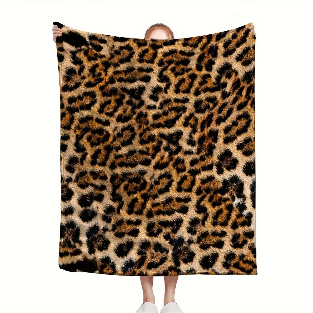 Luxuriöse Flanelldecke mit Leopardenmuster – weich, warm, für die ganze Saison |   Mehrfarbiger zeitgenössischer Stil |   Bett und Sofa