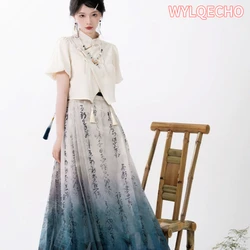 Original Hanfu Chinese Traditional Clothing Lady Ming Dynasty Dress Women Skirt Chinese Calligraphy Horse Face Skirt 2023 Autumn