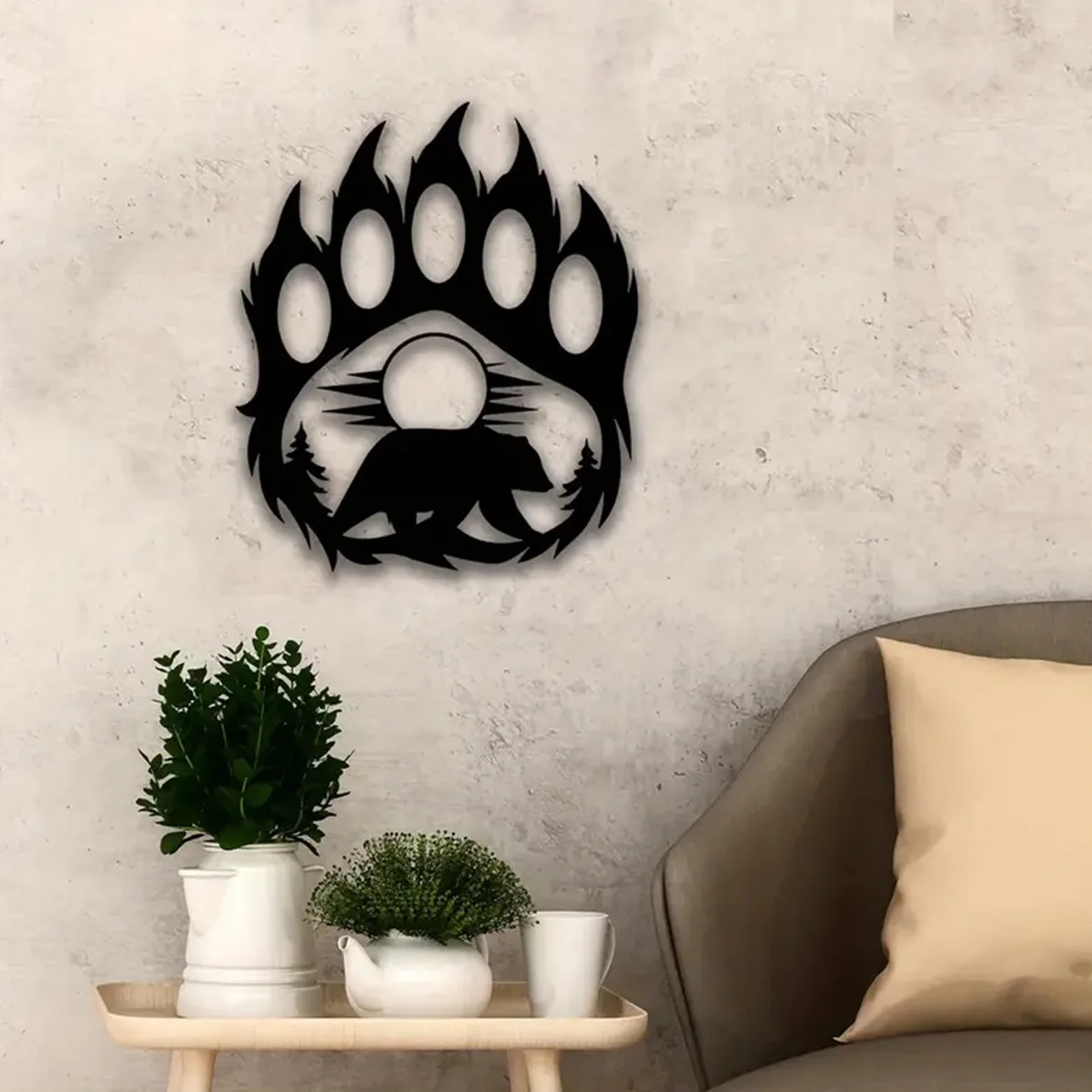 Metal Wall Decor Bear Paw Home Living Room Decor Wall Signs Metal Wall Art Interior Decor Indoor Outdoor Hangings
