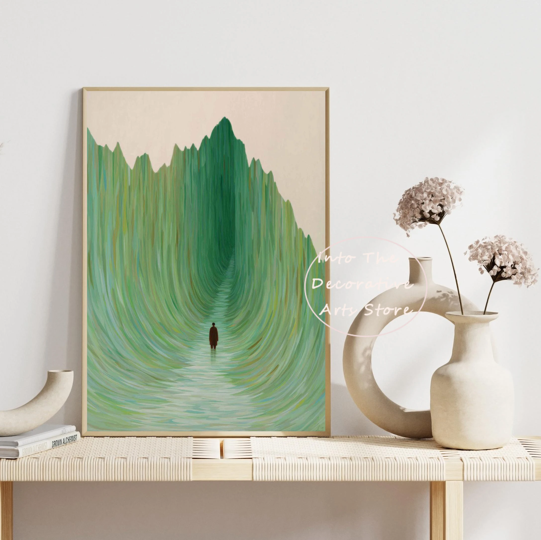 Póster Abstracto Clásico Verde de Buscar una Salida en las Montañas No Te Rindas, Pintura en Lienzo, Arte de Pared, Cuadro para el Hogar