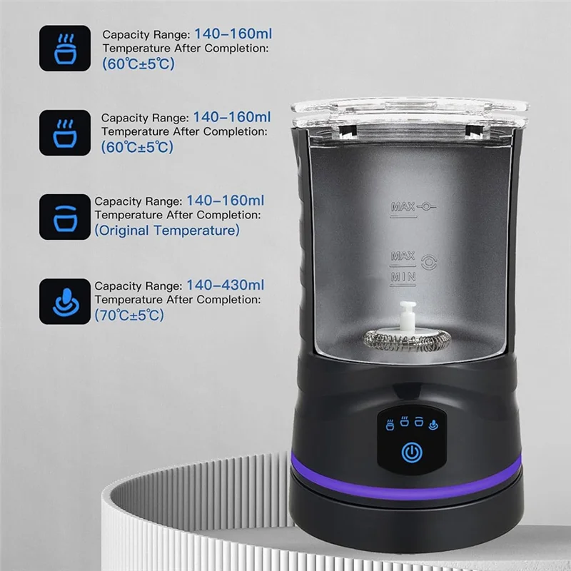 WHYY-Espumador de leche eléctrico con revestimiento antiadherente para Espumador de leche fría y caliente, apagado automático, para café, leche, enchufe europeo