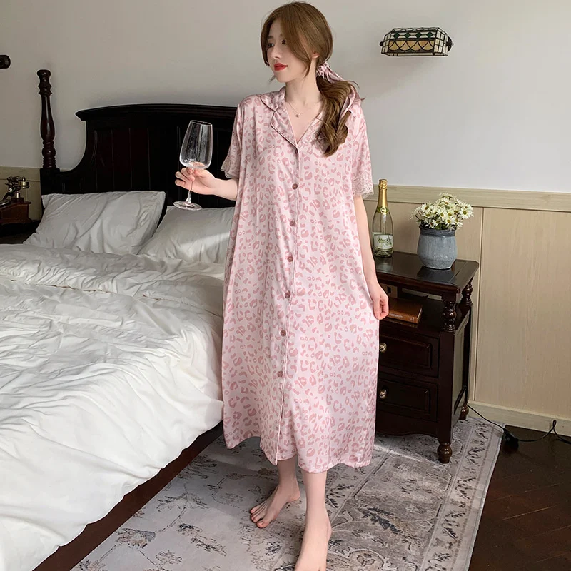 Nightgowns Women French Style Gentle Loose Midi All-match Sleepwear Fashion Sweet Temperament Breasted Home Casual Pajama