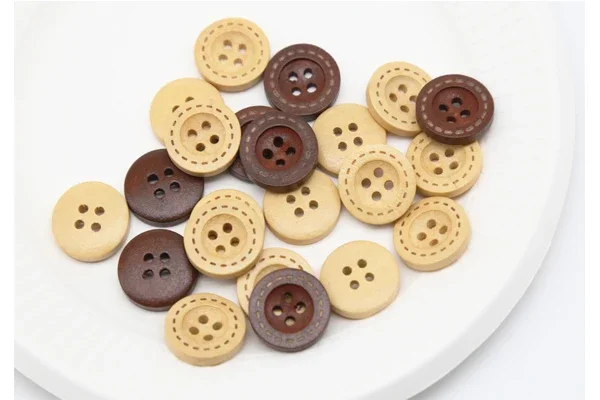 50pcs/lot Size: 12.5mm-20mm Natural Wooden Buttons for Crafts4-holes Wood Button for Sewing Clothing Accessories (SS-923)
