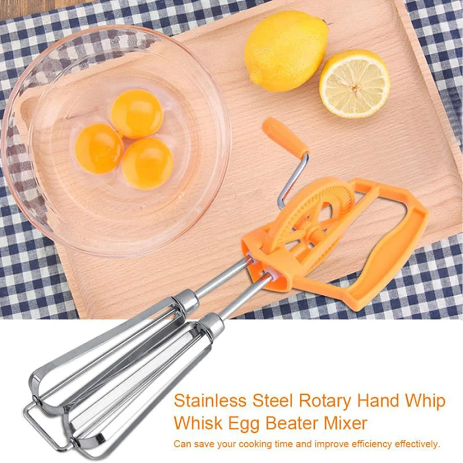 Manual Egg Beater, Plastic Hand Crank Autorotation Manual Hand Mixer Hand Held Egg Beater Hand Crank Mixer for  Baking