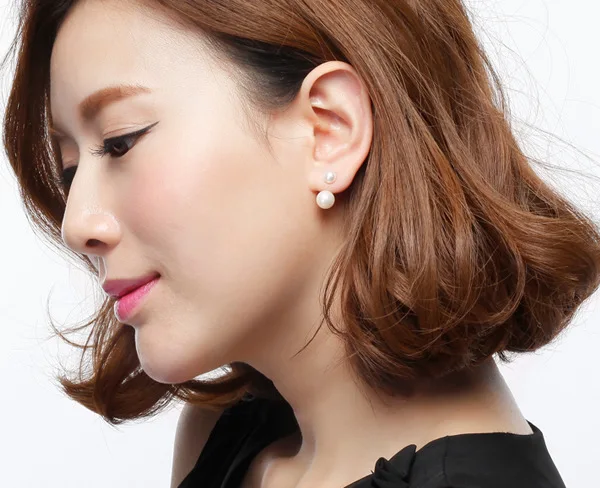 Women Pearl Earrings Ear Accessories Ear Drop Jewelry 1 Pair Fashionable Earrings Double Side Earring Crystal Ball Stud Earrings