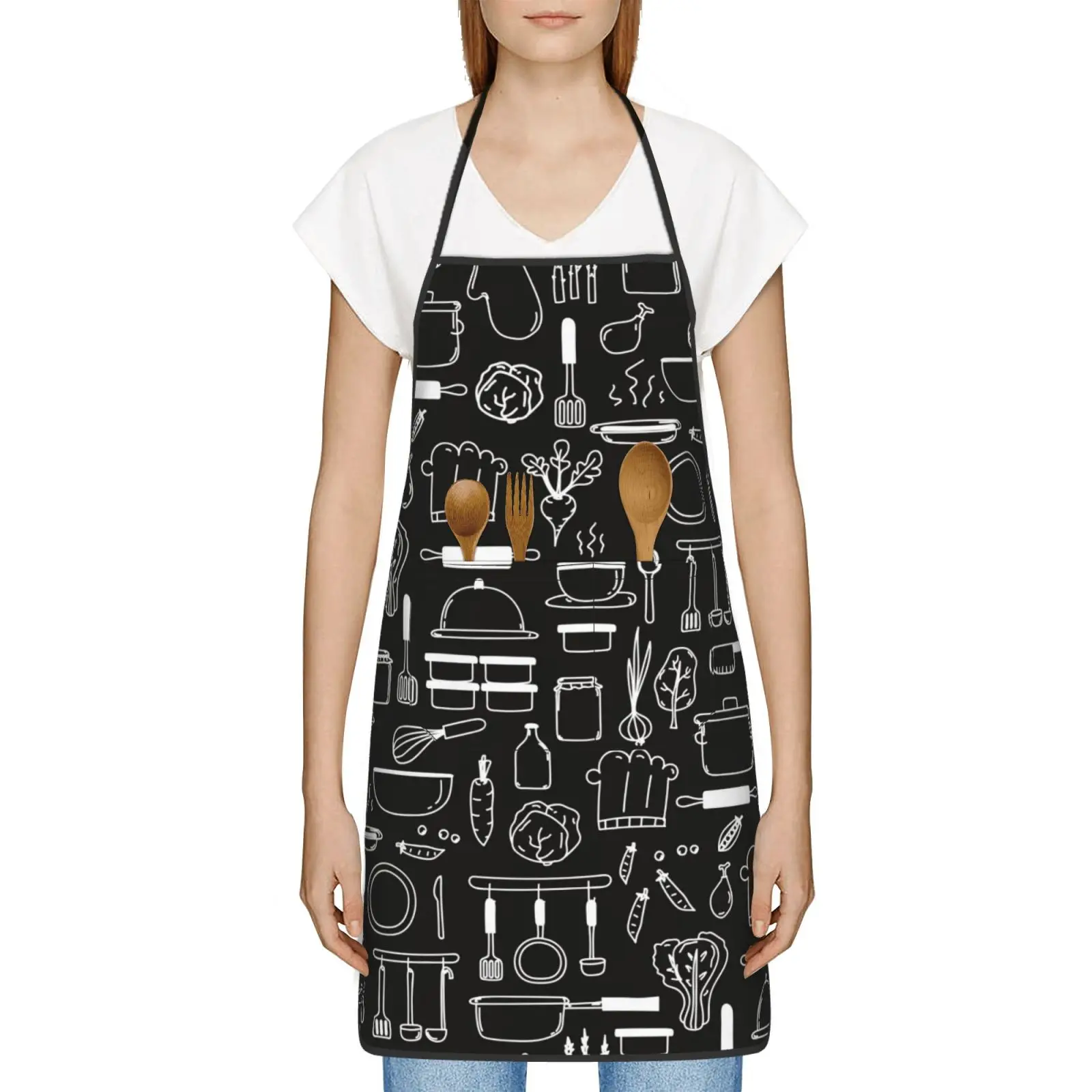 Custom Bib Apron Men Women Unisex Adult Chef Cooking Kitchen Funny Tablier Cuisine Gardening