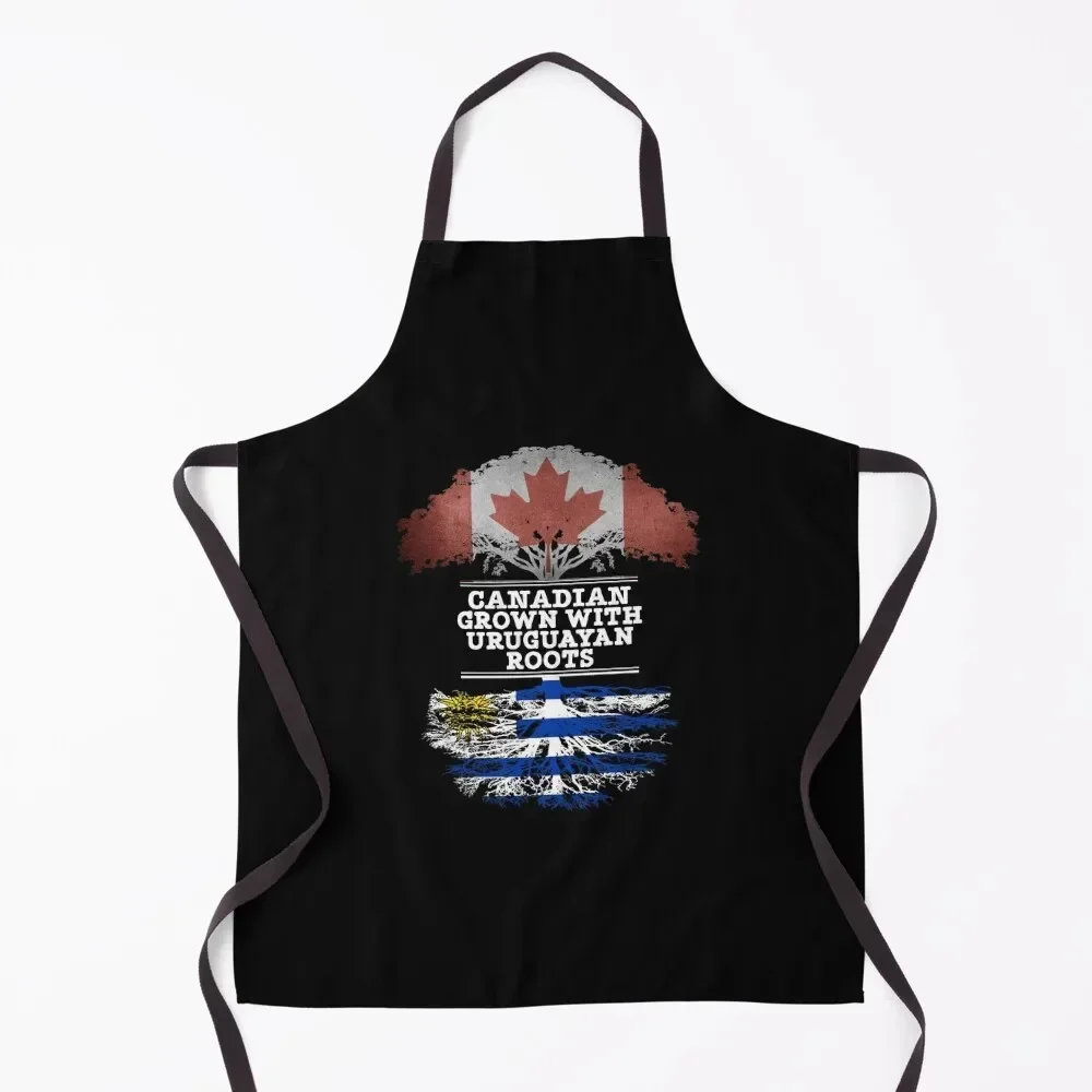 

Canadian Grown With Uruguayan Roots Gift For Uruguayan From Uruguay - Uruguay Flag in Roots Apron chef for man Apron