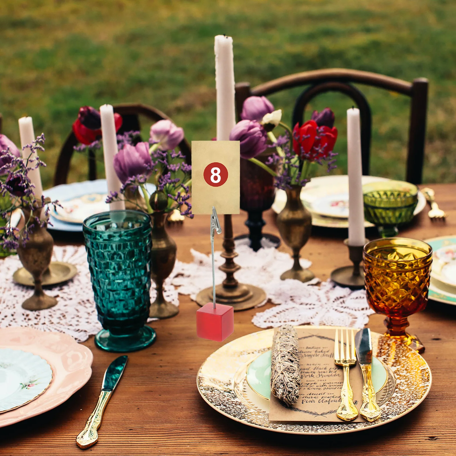 

10Pcs Cube Base Photo Holders Table Number Stands Menu Memo Clips Decorative Display Cube Base Card Holders Card Clip