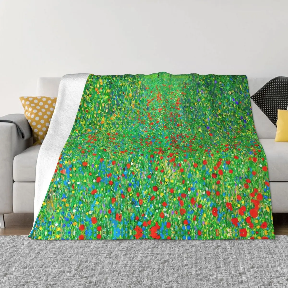 Gustav Klimt Freyas Knitted Blankets Spring Flower Flannel Throw Blanket Summer Autumn Winter Portable Soft Warm Bedspreads