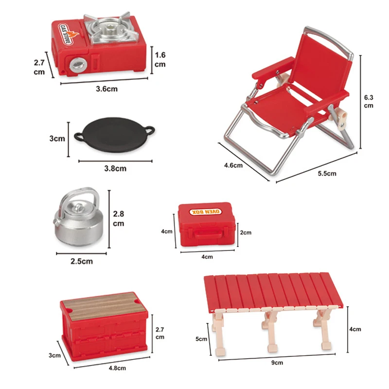 จําลอง Mini Picnic Camping ชุดตุ๊กตาฉากกลางแจ้งตกแต่งโต๊ะพับเก้าอี้สตูล CASSETTE เตาเด็กแกล้งทําเป็นเล่นของเล่น