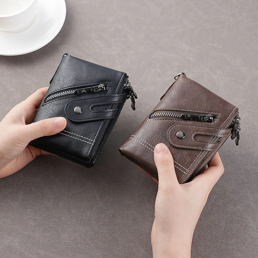 New PU Leather Men Wallets High Quality Zipper Short Business Card Holder Male Purse Vintage Coin Holder Men Wallets