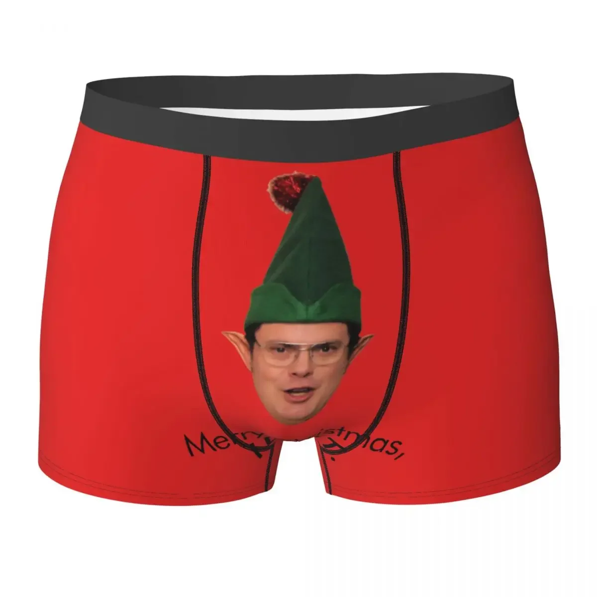 Man Dwight Schrute Merry Christmas Boxer Briefs Shorts Panties Polyester Underwear The Office Homme Printed Underpants