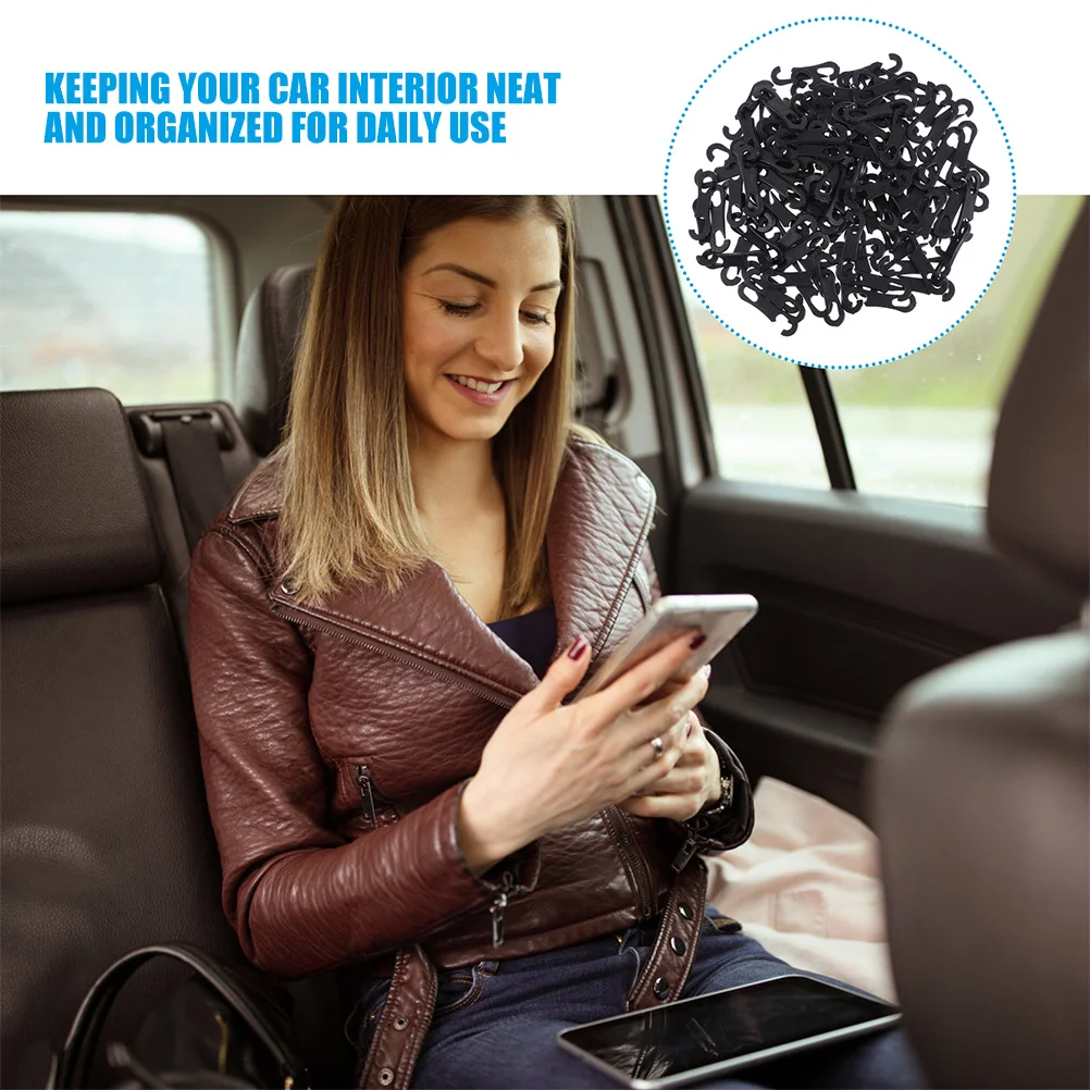 100 قطعة غطاء مقعد السيارات السنانير التثبيت الآمن لمقعد السيارة يغطي السنانير البلاستيكية المضادة للانزلاق للسيارات سيارات الدفع الرباعي الشاحنات سيارة الداخلية #3