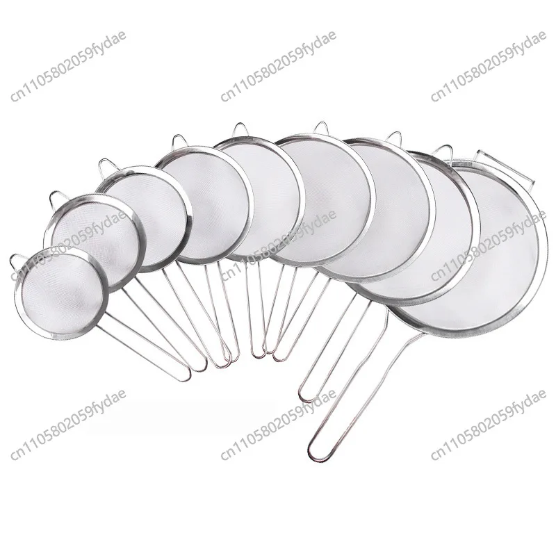 Flour Strainer Mesh With Handle Tea Sifter Kitchen Sieve Filter Tool Fine Stainless Steel Slotted Spoon For Baking Oil Cooking