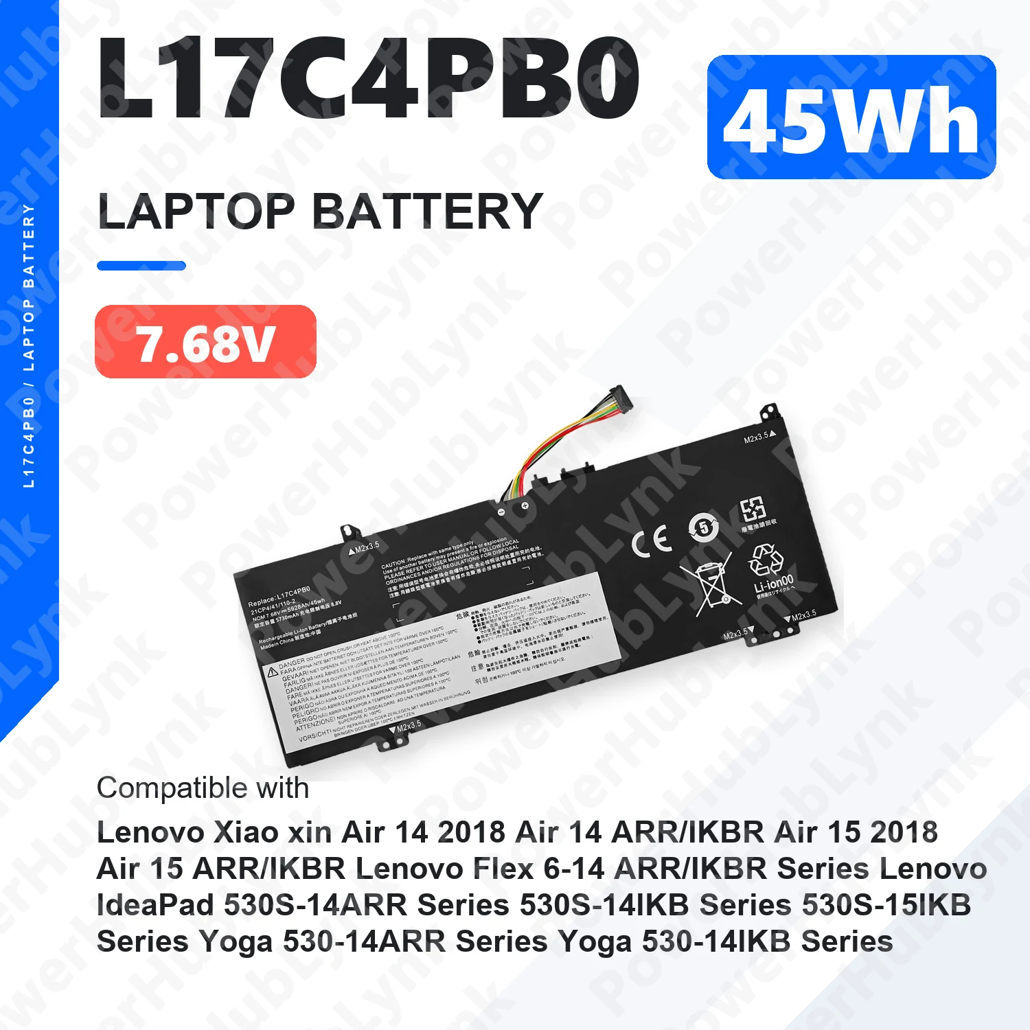 L17C4PB0 7.68V 45Wh Laptop Battery For Lenovo IdeaPad 530S-14IKB 530S-15IKB Flex 6-14IKB Yoga 530-14IKB L17M4PB0