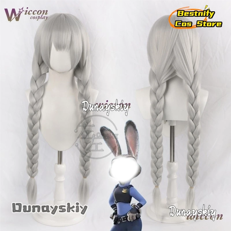 Bestnify aBc @ Zootopiia جوديث لافيرن هوبس شعر مستعار تأثيري جودي رمادي شعر مستعار تأثيري أنيمي مقاومة للحرارة بيروكات صناعية هالوين