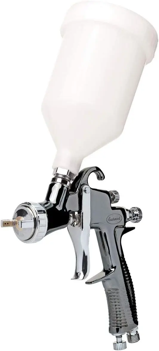 Lt Hvlp Paint Gun Air Gravity Feed Spray พร้อมถ้วยสีพลาสติก 600 Cc ประแจสีและตัวกรองถ้วย & แปรงท่อ & แปรงแบน