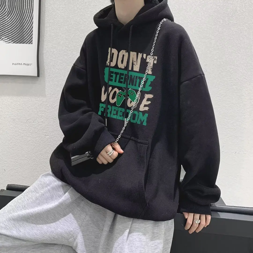 

Мужская толстовка с капюшоном большого размера, осенне-зимняя, модная, в уличном стиле, повседневная, с длинным рукавом, для студентов, в стиле High Street